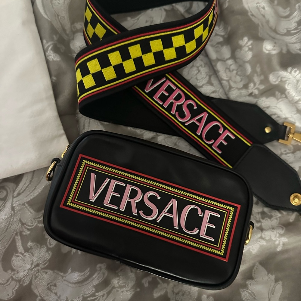 Versace 90s logo camera bag with matching crossbody strap